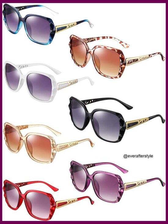 7 Pairs Polarized Square Sunglasses with Sparkling Frame